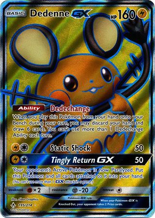 195a/214 Pokemon Card Dedenne GX Alternate Art  Unbroken Bonds Set...... 