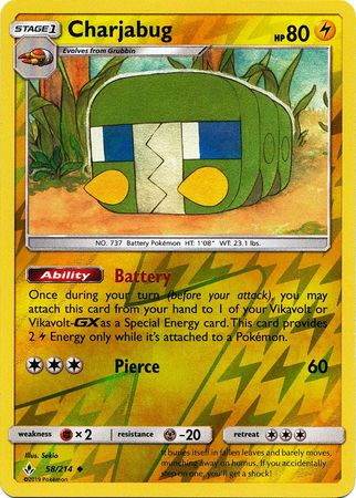 Charjabug 58 214 Uncommon Reverse Holo Sun Moon Unbroken Bonds Reverse Holo Singles Charjabug 58 214 Uncommon Reverse Holo Sun Moon Unbroken Bonds Reverse Holo Singles