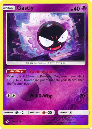 Gastly 67 214 Common Reverse Holo Sun Moon Unbroken Bonds Reverse Holo Singles Gastly 67 214 Common Reverse Holo Sun Moon Unbroken Bonds Reverse Holo Singles