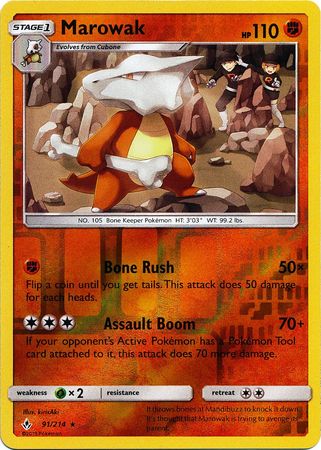 SM UNBROKEN BONDS MAROWAK 91/214 RARE Pokemon