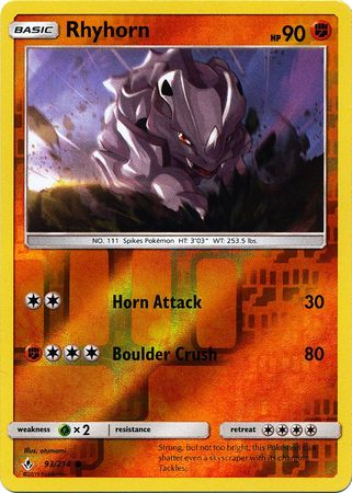 Rhyhorn 93 214 Common Reverse Holo Sun Moon Unbroken Bonds Reverse Holo Singles Rhyhorn 93 214 Common Reverse Holo Sun Moon Unbroken Bonds Reverse Holo Singles