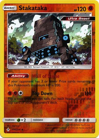 Stakataka 106 214 Holo Rare Reverse Holo Stakataka 106 214 Holo Rare Reverse Holo