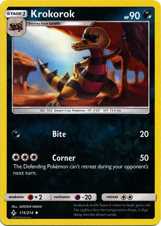 Krokorok 115 214 Uncommon Reverse Holo Sun Moon Unbroken Bonds Reverse Holo Singles Krokorok 115 214 Uncommon Reverse Holo Sun Moon Unbroken Bonds Reverse Holo Singles