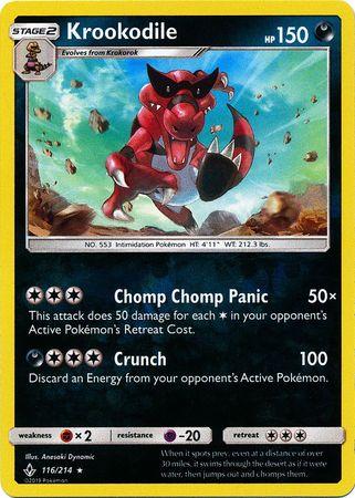 Krookodile 116 214 Rare Reverse Holo Sun Moon Unbroken Bonds Reverse Holo Singles Krookodile 116 214 Rare Reverse Holo Sun Moon Unbroken Bonds Reverse Holo Singles