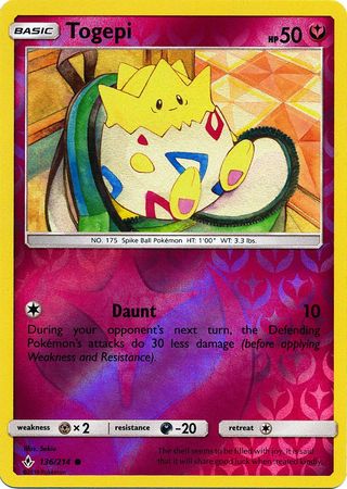 136/214 Togepi Common Card Pokemon TCG Sun & Moon Unbroken Bonds Cards