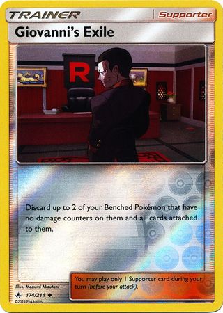 Giovanni s Exile 174 214 Uncommon Reverse Holo Sun Moon Unbroken Bonds Reverse Holo Singles Giovanni s Exile 174 214 Uncommon Reverse Holo Sun Moon Unbroken Bonds Reverse Holo Singles