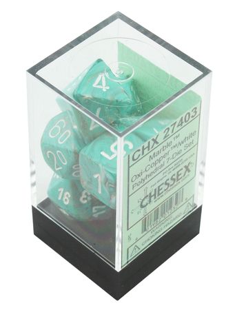 Chessex Marble Oxi Copper w White Set of 7 Dice CHX27403 Chessex Marble Oxi Copper w White Set of 7 Dice CHX27403