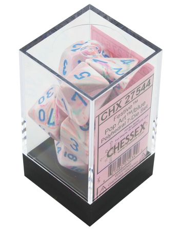 Chessex Festive Pop Art w Blue Set of 7 Dice CHX27544 Chessex Dice Supplies Chessex Festive Pop Art w Blue Set of 7 Dice CHX27544 Chessex Dice Supplies