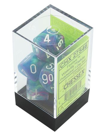 Chessex Festive Waterlily w White Set of 7 Dice CHX27546 Chessex Dice Supplies Chessex Festive Waterlily w White Set of 7 Dice CHX27546 Chessex Dice Supplies