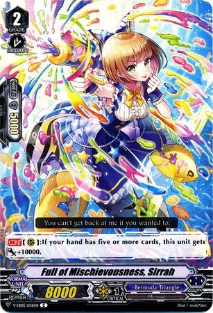 Full of Mischievousness Sirrah V EB05 036 Common C V Extra Booster 5 Primary Melody VGE V EB05 Full of Mischievousness Sirrah V EB05 036 Common C V Extra Booster 5 Primary Melody VGE V EB05