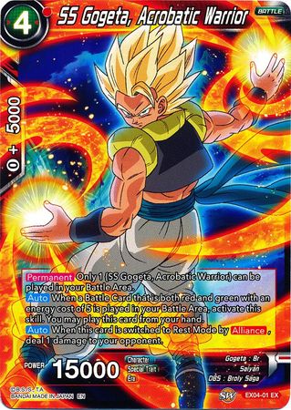 SS Gogeta Acrobatic Warrior EX04 01 Expansion Rare DBS Expansion Set Unity of Saiyans EX04 SS Gogeta Acrobatic Warrior EX04 01 Expansion Rare DBS Expansion Set Unity of Saiyans EX04