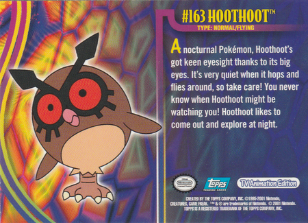 163 Hoothoot Johto Series 1 Topps Pokemon Johto Series 1 Topps 163 Hoothoot Johto Series 1 Topps Pokemon Johto Series 1 Topps