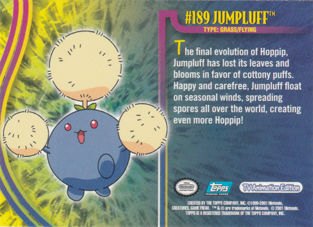189 Jumpluff Johto Series 1 Topps Pokemon Johto Series 1 Topps 189 Jumpluff Johto Series 1 Topps Pokemon Johto Series 1 Topps