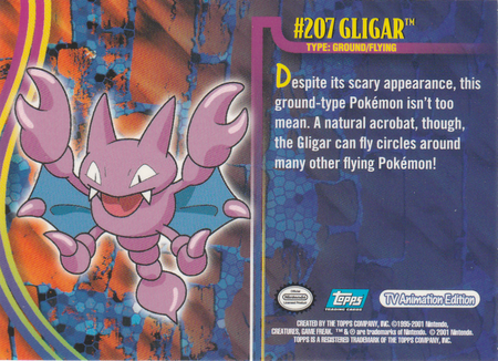 207 Gligar Johto Series 1 Topps Pokemon Johto Series 1 Topps 207 Gligar Johto Series 1 Topps Pokemon Johto Series 1 Topps