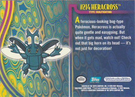 214 Heracross Johto Series 1 Topps Pokemon Johto Series 1 Topps 214 Heracross Johto Series 1 Topps Pokemon Johto Series 1 Topps