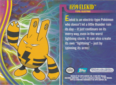 239 Elekid Johto Series 1 Topps Pokemon Johto Series 1 Topps 239 Elekid Johto Series 1 Topps Pokemon Johto Series 1 Topps