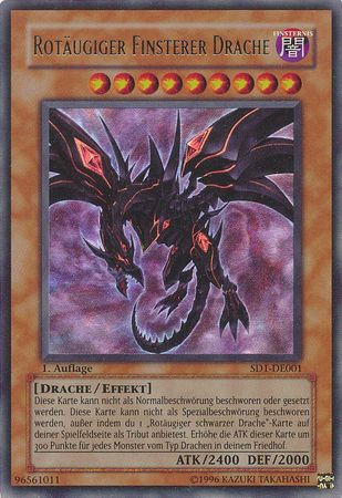 Rotaugiger Finsterer Drache SD1 DE001 Ultra Rare 1st Edition German Yugioh Cards Rotaugiger Finsterer Drache SD1 DE001 Ultra Rare 1st Edition German Yugioh Cards