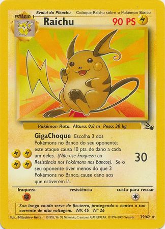 Raichu 2962 Rare Unlimited Fossil Portuguese