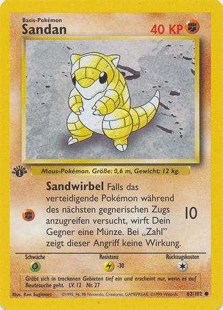 Sandan Sandshrew 62 102 Common 1st Edition Base Set German Other Non English Pokemon Singles Sandan Sandshrew 62 102 Common 1st Edition Base Set German Other Non English Pokemon Singles