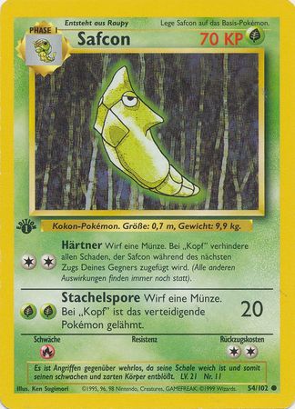 Safcon Metapod 54 102 Common 1st Edition Base Set German Safcon Metapod 54 102 Common 1st Edition Base Set German