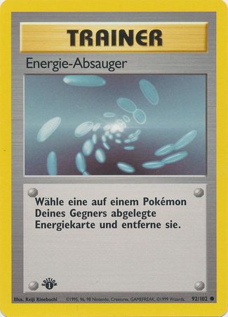 Energie Absauger Energy Removal 92 102 Common 1st Edition Base Set German Energie Absauger Energy Removal 92 102 Common 1st Edition Base Set German
