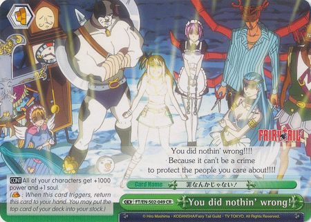 You did nothing wrong FT EN S02 049 Climax Rare CR Weiss Schwarz Fairy Tail Ver E Booster Set You did nothing wrong FT EN S02 049 Climax Rare CR Weiss Schwarz Fairy Tail Ver E Booster Set