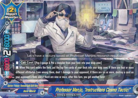 Professor Menjo Instructions Cosmo Tactic D BT01A EB01 0029EN Rare R FCBF H Extra Booster 03 Lord of Hundred Thunders Professor Menjo Instructions Cosmo Tactic D BT01A EB01 0029EN Rare R FCBF H Extra Booster 03 Lord of Hundred Thunders