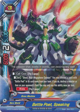 Battle Poet Speaking D BT01A EB02 0035EN Common C Foil FCBF H Extra Booster 03 Lord of Hundred Thunders Battle Poet Speaking D BT01A EB02 0035EN Common C Foil FCBF H Extra Booster 03 Lord of Hundred Thunders
