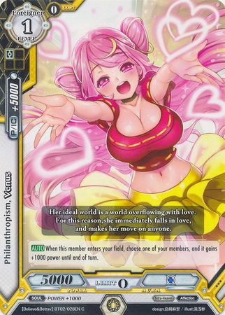 Philanthropism Venus BT02 028EN Common C Luck Logic Believe Betray BT02 Philanthropism Venus BT02 028EN Common C Luck Logic Believe Betray BT02