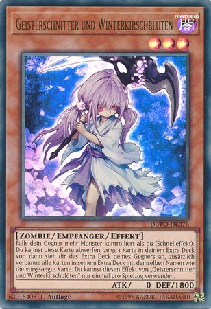 Geisterschnitter und Winterkirschbluten DUPO DE076 Ultra Rare 1st Edition German Yugioh Cards Geisterschnitter und Winterkirschbluten DUPO DE076 Ultra Rare 1st Edition German Yugioh Cards