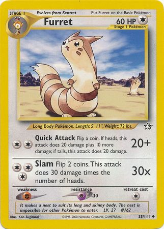 Furret 35/111 Uncommon Regular Unlimited Neo Genesis Pokemon LP CARD TCG 