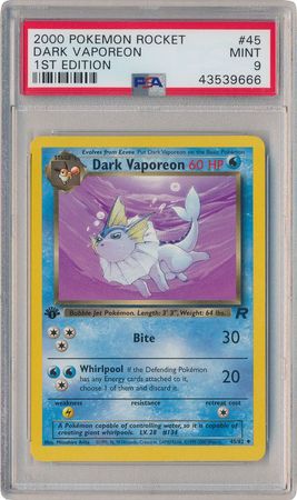 Dark Vaporeon Team Rocket Set Pokemon Card English 45/82 FAST FREE UK POST