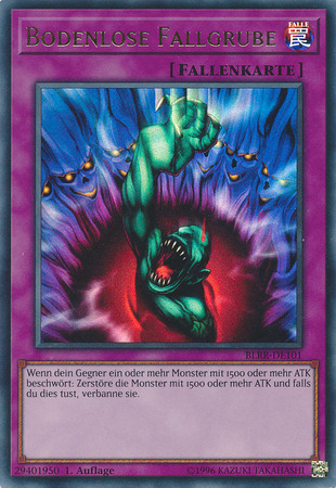 Bodenlose Fallgrube BLRR DE101 Ultra Rare 1st Edition German Yugioh Cards Bodenlose Fallgrube BLRR DE101 Ultra Rare 1st Edition German Yugioh Cards