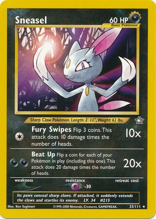 Sneasel 25 111 Rare Unlimited Neo Genesis Unlimited Singles Sneasel 25 111 Rare Unlimited Neo Genesis Unlimited Singles