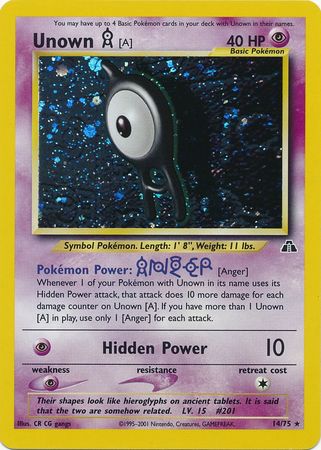 Unown O 69/75 - Neo Discovery Pokémon TCG em segunda mão durante 3 EUR em  Málaga na WALLAPOP