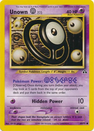 Pokemon Cards 2001 Unown N #50/75 Neo Discovery NM+ 
