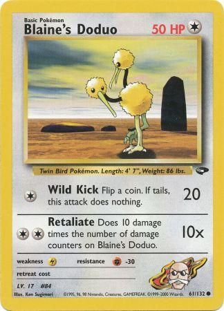 Blaine's Doduo Common Pokemon Card 1st Edition Gym Challenge 61/132
