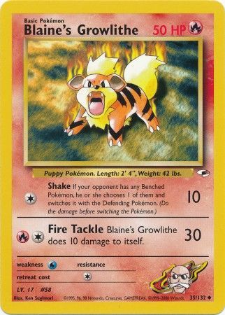 Pokemon Trading Card Blaine's Growlithe 35/132 English