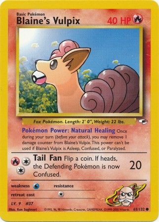 NM Blaine’s Vulpix 65/132 Gym Heroes Unlimited Pokemon Card
