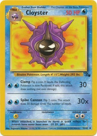 Fossil Set 1999 Pokemon Trading Card Game Cloyster 32/62 WOC 