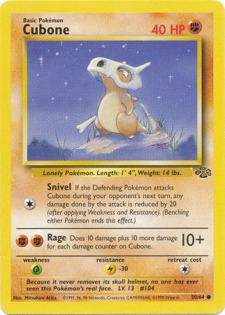 50/64 Pokemon Card. Cubone Jungle EX