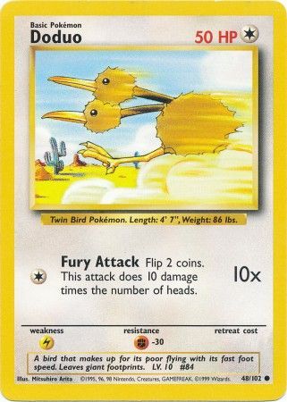 Pokemon Base Set Common Card #48/102 Doduo 