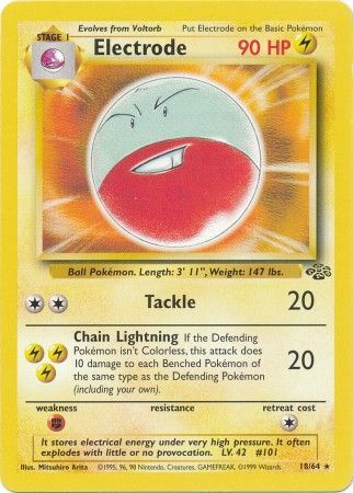 Light Played 1st Edition Electrode 2/64 Jungle Set Pokemon Card 