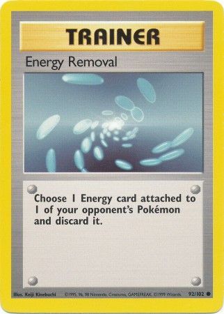 Energy Removal Base Set 1999 Unlimited Print NM 92//102 Pokemon Card.