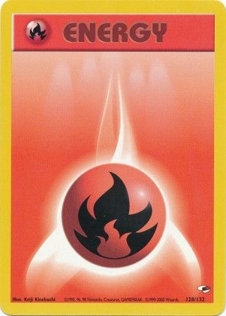 Fire Basic Energy Common Pokemon Card Gym Heroes 128/132