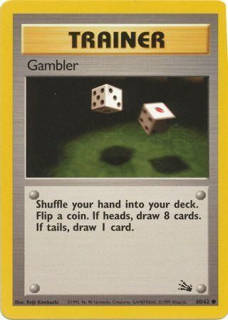 Gambler Trainer Common Pokemon Card Fossil Series 60/62 
