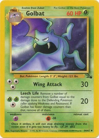 NM / LP Unlimited 57/62 Fossil Pokémon Zubat