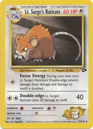 Lt Surge s Raticate 53 132 Uncommon Unlimited Gym Challenge Unlimited Singles Lt Surge s Raticate 53 132 Uncommon Unlimited Gym Challenge Unlimited Singles