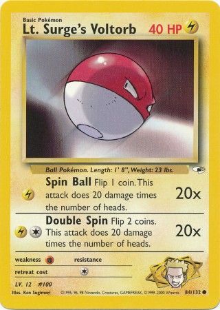 Lt Surge s Voltorb 84 132 Common Unlimited Gym Heroes Unlimited Singles Lt Surge s Voltorb 84 132 Common Unlimited Gym Heroes Unlimited Singles