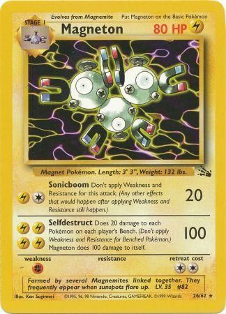 Pokemon Card Unlimited Rare Light Play 26/62 Fossil Set MAGNETON 